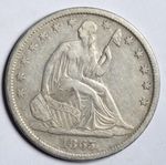 1865-S SEATED LIBERTY HALF DOLLAR ~ NICE AU ABOUT UNCIRCULATED!