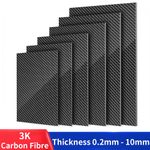 Carbon Fibre Sheet 3K Rigid 100% Carbon Matte Twill Thickness 0.2mm - 10mm