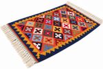 Handwoven Wool Kilim Rug 85x63 cm Multicolor Geometric Tribal Flatweave