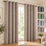 Linen Thick Blackout Curtains Ready Made Eyelet Ring Top Pair Panel +Tie Backs