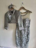 Mascara Taupe Mother of Bride / Groom Dress  fascinator & Jacket size 10 