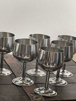 Vtg Stainless Steel Goblet Set X 6 Retro Mid Century Modern