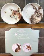 WRENDALE DESIGNS Set of Fox & Hare Coupe Side Plates (16.5cm) RRP £20 SEE VIDEO