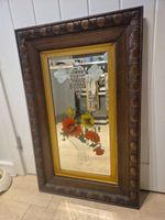 Antique Hand Painted Gypsy Mirror Oak Framed Bevelled Glass Floral  83 X 53cm