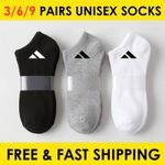 MENS WOMENS TRAINER 12 PAIR GYM SPORTS SOCKS ANKLE RUNNING SOCKS BLACK/WHITE 611