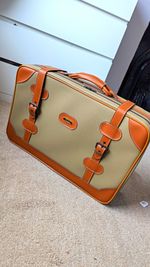 Avanti Vintage/Retro Soft Canvas Suitcase Beige/Brown Zip & Internal Straps