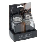 Salt And Pepper Glass Shakers Set Pots Dispenser Cruet Jars Metal Lid Square 9cm