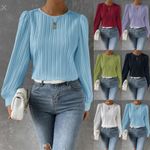 Ladies Summer Blouse Tops Long Sleeve Loose T-Shirt Casual Shirts Tee Size 6-16