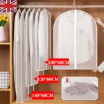 10Pcs Polythene Clear Garment Covers Dress Suit Coat Protector Dustproof Zip Bag