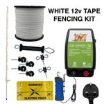 White 12v / 230v Electric Fencing Kit with Energiser and Accessories Horse Farm