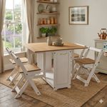 Corona Butterfly Drop Leaf Dining Table and 4 Chairs White Wax Santos