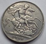 GREAT BRITAIN UK 1896 CROWN SILVER COIN QUEEN VICTORIA
