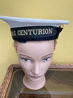 HMS CENTURION  ROYAL NAVY VINTAGE PORK PIE HAT CAP SAILORS WITH TALLY R.N.