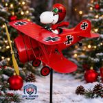 Snoopy Pilot Flying Biplane Wind Spinner - Vintage Metal Garden Windmill Decor