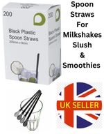Black Spoon Straws Drinking Straws For Slush Smoothies Ice Drinks & Milkshakes