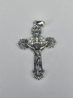Saint Benedict Cross Pendant 925 Sterling Silver Catholic Protection Crucifix