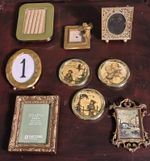Vintage Assorted Lot of 9 Small Tiny Picture Frames Gold Tone