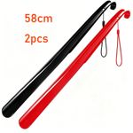 2pk Shoe Horn Extra Long Handled 23 inches 58cm (Black 1 & Red 1)