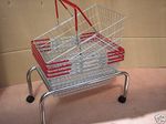 5 Wire Shopping Baskets Light Red/Orange Blue Green black handles & Mobile Stand