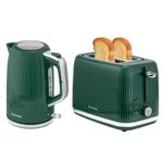 Green Kettle and Toaster Set 2 Slice Toaster 3000W Fast Boil Quiet Kettle