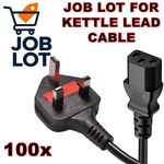 Kettle Lead UK Power Cable 150cm ( 1.5M ) UK Mains Plug IEC 3 pin C13 13 AMP lot