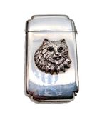 NICE  ANTIQUE STERLING SILVER CAT VESTA CASE BIRMINGHAM 1881