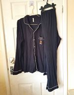 Original Design Men's 3XL Black Ribbed Cotton Pyjama Set Teddy Patch 2pc