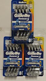 gillette sensor 3 comfort razors 8 0r 16  or 24 pack   PICTURE SHOWS 24 PACK