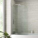 800mm Bath Shower Screen Bathroom Curved Pivot Chrome Reversible Frameless Glass
