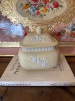 Wedgwood Primrose Yellow Trinket Box RARE Colour - Prunus Pattern Jasperware
