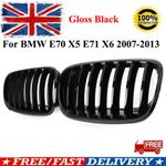 Front Kidney Grill Grilles Gloss Black Single Slat For BMW X5 X6 E70 E71 2007-13