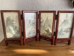 Vintage Japanese Folding Table Screen  Birds Flowers And Mountains