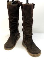 Fly London Ladies Knee High Boots Suede Brown Zip UK 6 EU 39