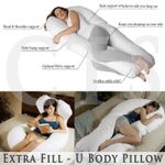 EXTRA FILL 10FT COMFORT U PILLOW BODY BACK SUPPORT NURSING MATERNITY PREGNANCY
