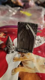 VINTAGE  Pewter Wizard Figurine w/Staff  And Pewter Dungeon Door