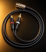 QUAD 4 PIN DIN PLUG TO 2 x RCA GOLD PHONO PLUGS - FOR QUAD 44, TO 303, 405 ETC