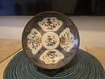Vintage Chinese Hand Painted Porcelain Floral Encased Brass Bowl Dish 19cm