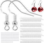 925 Sterling Silver Earring Hooks Kit, 100 Pcs Silver Ear Wires Fish Hook UKOpen