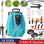 12L Cordless Electric Knapsack Pressure Sprayer Rechargeable w/ 2× 5.5Ah Battery