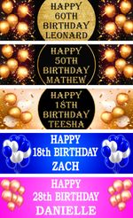 PERSONALISED BIRTHDAY PARTY BANNERS - 18th 21st 30th 40th 50th 60th 70th 80th