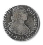 Rare Wrong Kings Head! Carolus IIII for Ferdin VII Silver 2 reales NG Lima Peru.