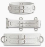 Waist Strap Leather Belt 20cm White Extremely Wide BDSM 5 D-Rings 6 O-Rings LWPH