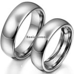 Polished Shiny Silver Tone Dome Tungsten Carbide Ring Men's Women's Wedding Band