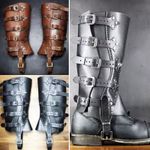 Medieval Leather Greaves Shin Guards LARP Knight Leg Armor Boot Covers