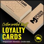 Custom Printed Kraft Loyalty Cards | Double Sided 400GSM Printing | Your Artwork