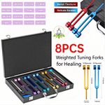 Chakra Tuning Fork Set 8PCS Weighted for Healing, Meditation Mind Tool+Carry Box