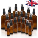 AMBER Glass Spray Bottles with BLACK ATOMISER / Mist Spray Refillable 10 - 100ml