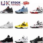 New Gift Air ⭐Retro 4 Mid Military Black White Size UK 3-10 Hot Sale Multicolor