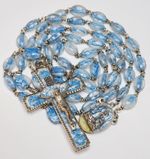 Vintage Lourdes Legatura Alpacca Brevetto Blue Lucite Bubble Bead Rosary Italy