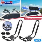 Car Roof Rack J Bars Bracket + Straps Kayaking Canoeing Carrier Black Durable UK
